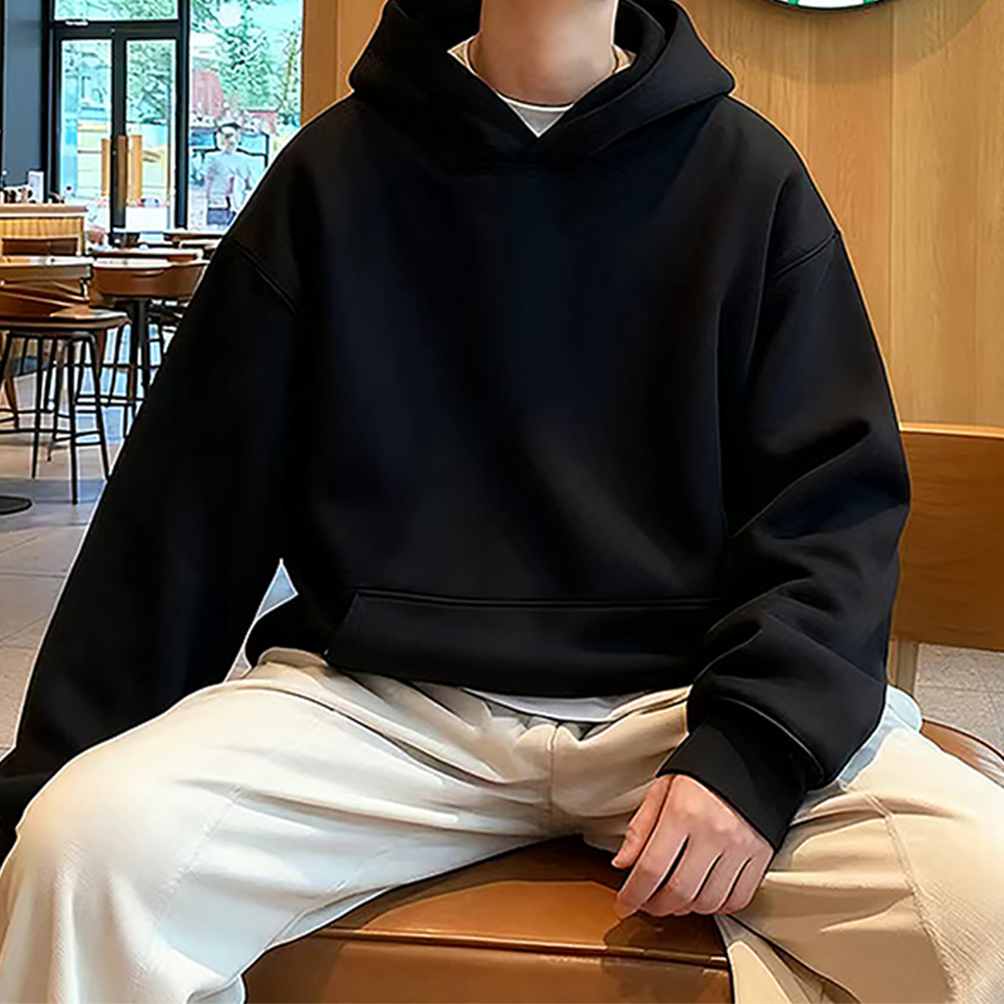 纯色连帽卫衣男春秋款加厚美式