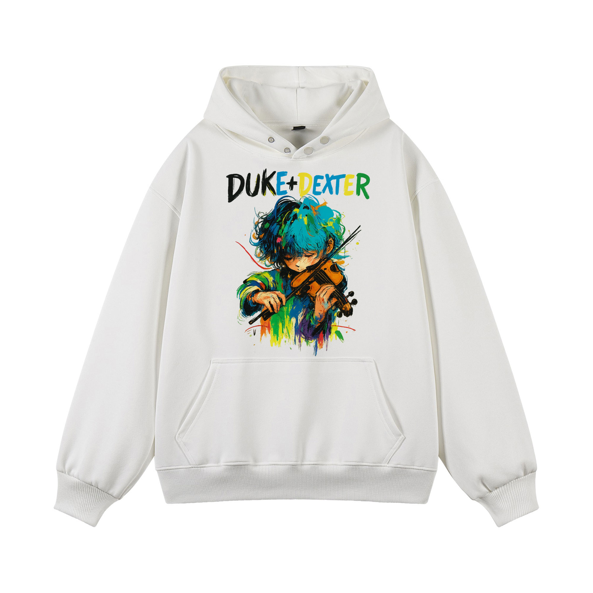 DUKE+DEXTER 复古卡通吉他多巴胺高街形象美式趣味重磅连帽卫衣