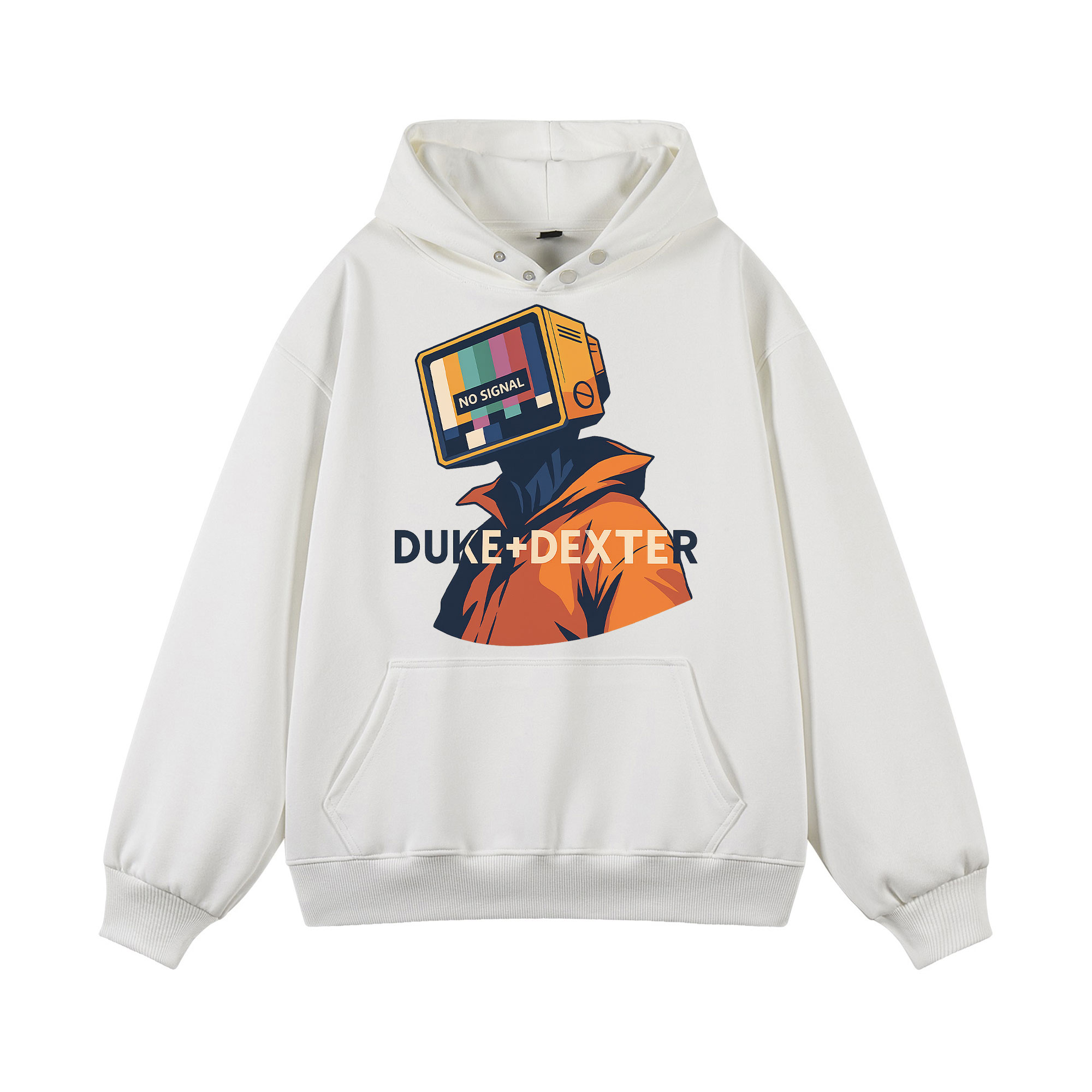 DUKE+DEXTER 电视人logo印花高街美式复古潮流宽松连帽卫衣