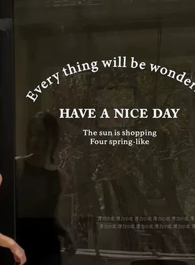 每件事都很棒 ins风大尺寸英文玻璃橱窗贴纸 简约咖啡服装店装饰