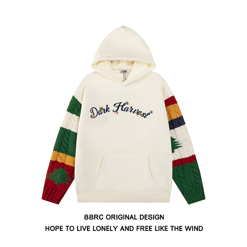 圣诞字母拼接连帽卫衣