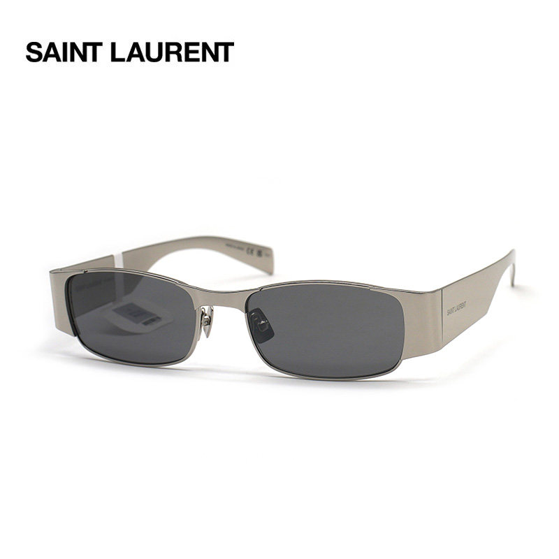 SAINT LAURENT/圣罗兰窄框银色时尚高级未来感太阳镜男女 SL 738