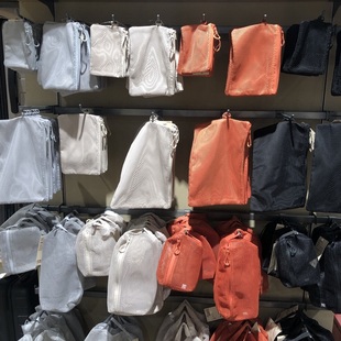 MUJI无印良品聚酯纤维双拉链包网面双层收纳包随身钱包立体网眼袋