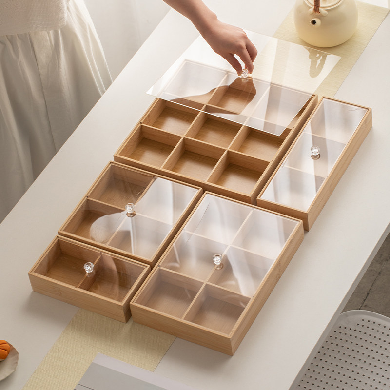 日式围炉煮茶分格小吃果盘四宫格拼盘干果收纳中式坚果带盖亚克力