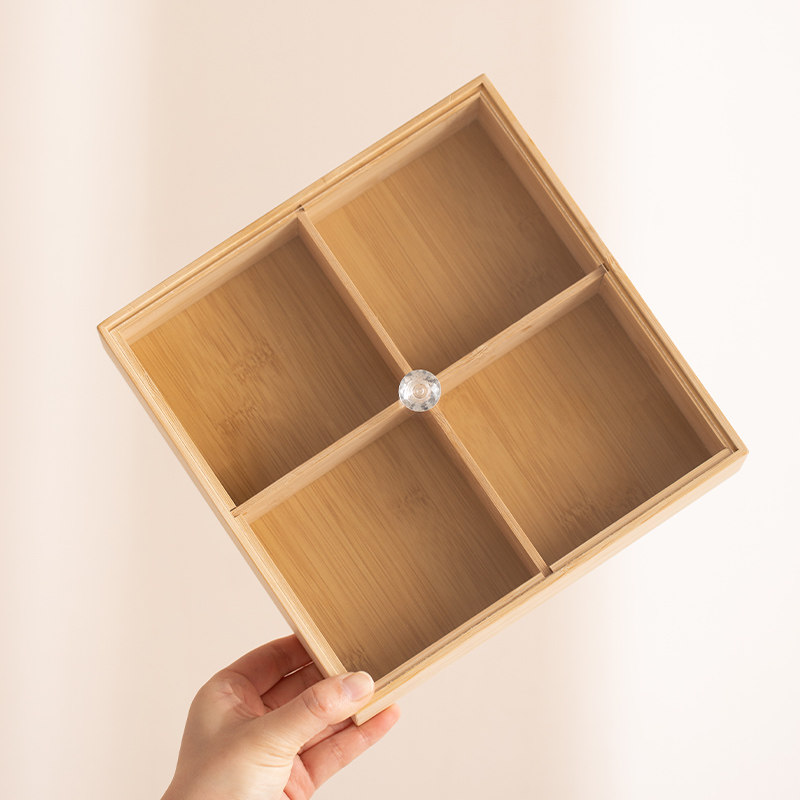 竹盒围炉煮茶分格小吃果盘四宫格拼盘干果收纳中式坚果亚克力带盖,餐饮具,盘,淘宝优惠券,粉丝福利购,淘宝优惠卷