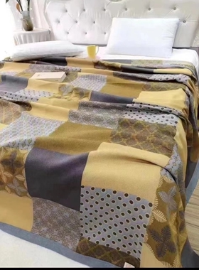 床盖 拼接艺术黄色 230x250cm 薄款全棉铺盖床单