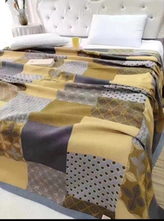 床盖 拼接艺术黄色 230x250cm 薄款全棉铺盖床单