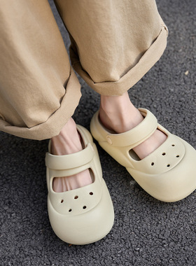 玛丽珍洞洞鞋女ins2024春季新款外穿厚底防滑踩屎感包头凉拖鞋潮