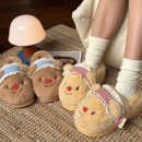 可爱黄油小熊棉鞋女2025冬季新款外穿厚底保暖防滑居家包跟棉拖鞋
