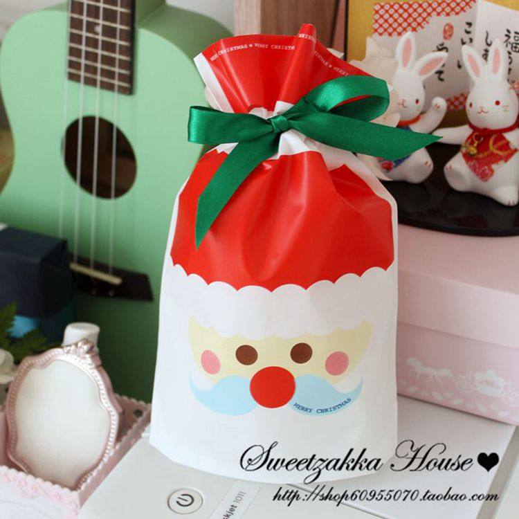 50个价 蓝胡子圣诞老人抽绳袋 糖果袋 束口袋 圣诞礼品袋 饼干袋