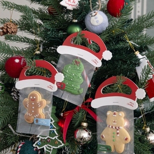 纸卡片 袋封口卡头圣诞帽挂式 50枚圣诞节礼物装 饰纸卡圣诞糖果包装