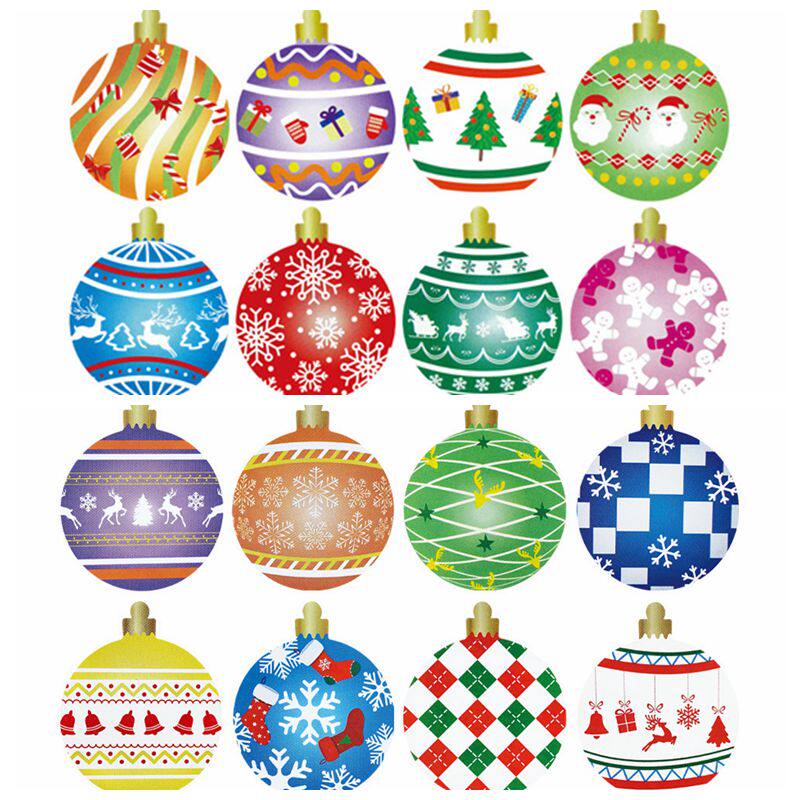 500枚入圣诞彩球造型圆形礼品封口贴礼物diy贴纸糖果包装装饰贴纸
