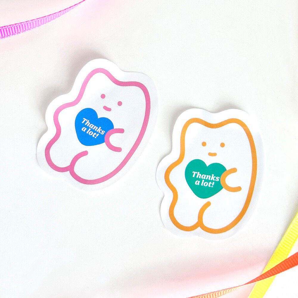 120枚 清新小熊造型卡通贴thanks礼品封口贴感谢装饰贴diy礼物贴