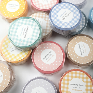 日本进口 papier platz彩色格纹和纸胶带 布艺格子手帐 整卷