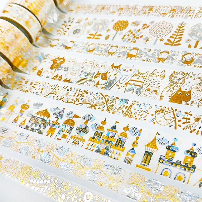 日本Shinzi Katoh宫沢贤治猫咪柠檬彩色双色烫金和纸胶带