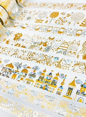 日本Shinzi Katoh宫沢贤治猫咪柠檬彩色双色烫金和纸胶带