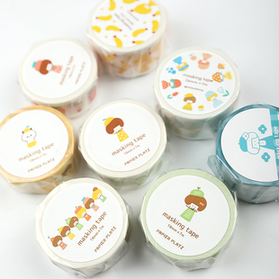 现货日本papier platz联名mizutama和纸胶带水果酱草莓小女孩手帐