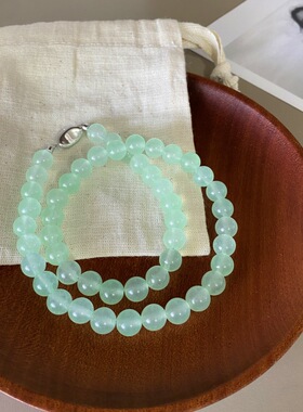 夏日薄荷曼波葡萄石圆珠锁骨链