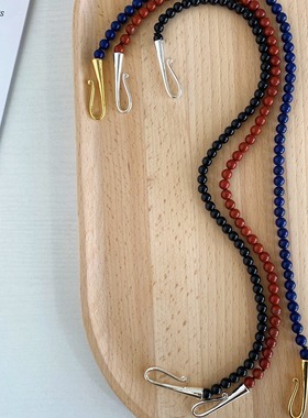 Sophie buhai多色项链小众红纹石手工制串珠精致感蓝色锁骨链