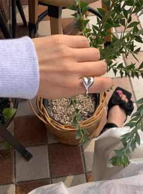 「爱你的形状」plnt简约爱心高品质金属戒指女ins博主feve_r同款