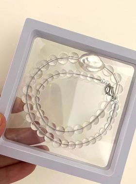 小众不撞款的白色水晶拼接炫彩巴洛克个性时尚ins简约风大气项链