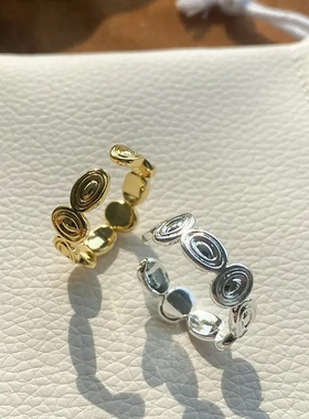 2025春季新款岩石环状素圈戒指可调节女小众设计感高级轻奢配饰