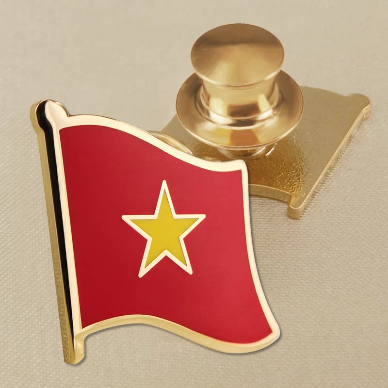 珐琅工艺越南国旗徽章世界各国旗帜胸针订制胸徽襟章蝴蝶扣胸章