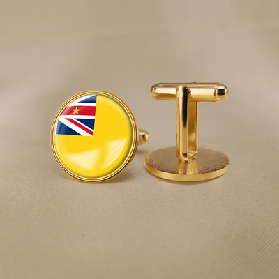 镀金爱国世界各国旗帜男士袖扣