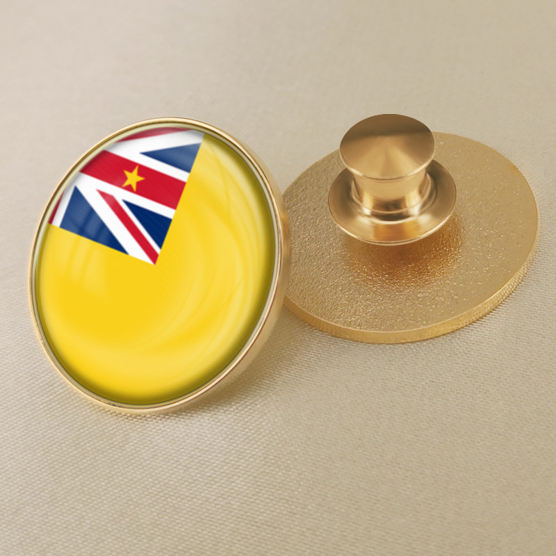 圆形纽埃国旗徽章定制世界各国旗帜胸章襟章水晶滴胶胸针