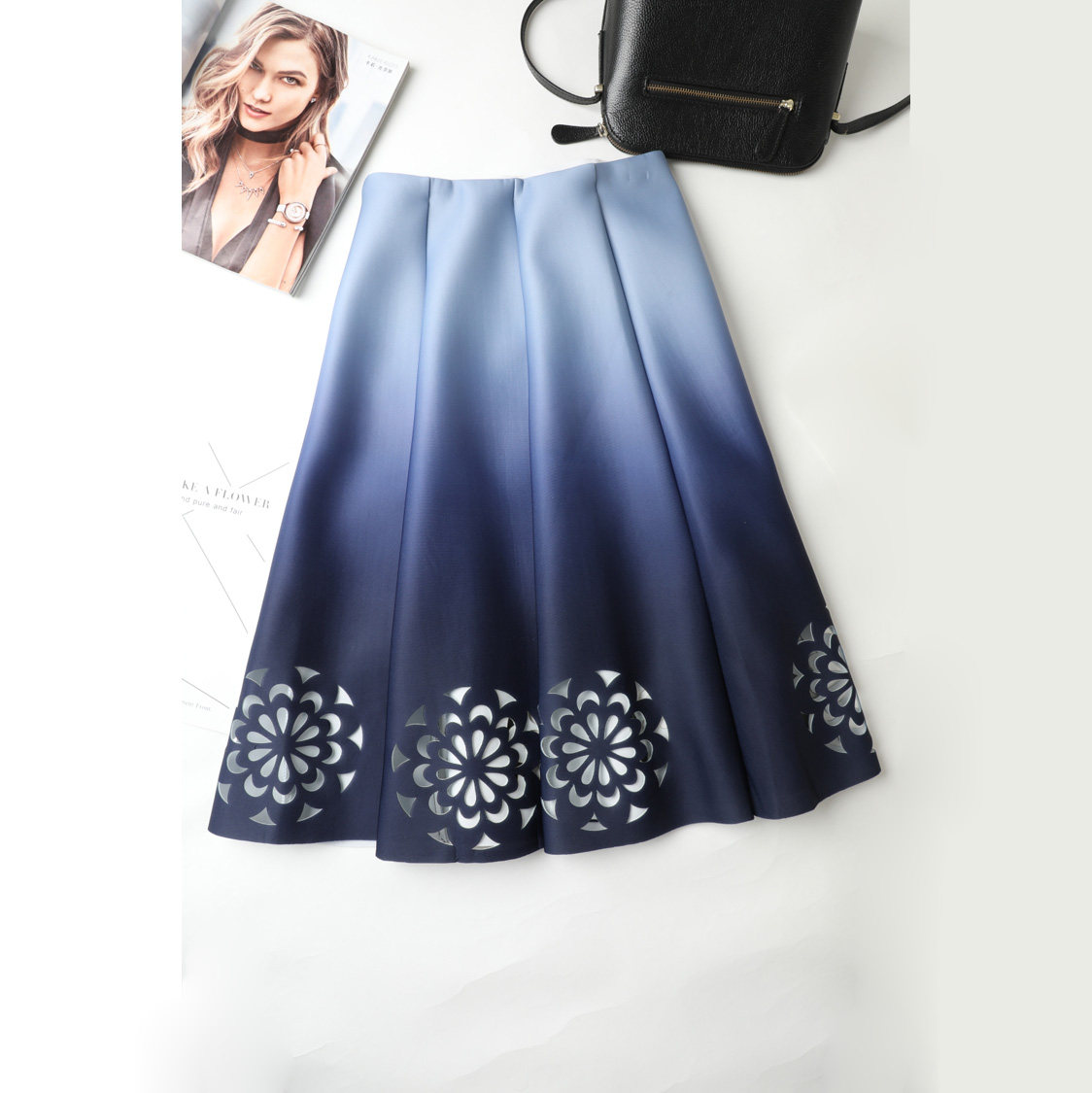 2019 Spring and summer new pattern lady Paige Gradient color Space Cotton skirt Hollow David The skirt Mid length version H1in the Women's clothing/Boutique , Skirts  category - from Buy2taobao.com to provide professional Taobao agent buy service