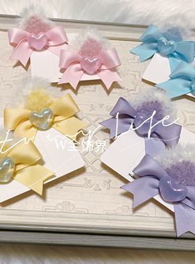 儿童发饰新款秋冬毛绒猫耳朵蝴蝶结发夹洛丽塔配饰六一儿童节礼物