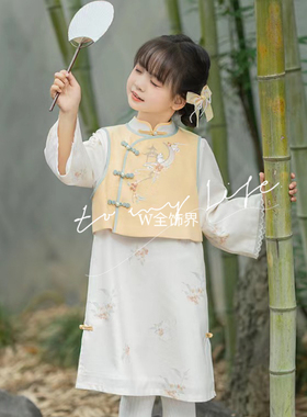 新中式国风发饰儿童黄色马卡龙色发夹古风汉服头饰小女孩古装发饰