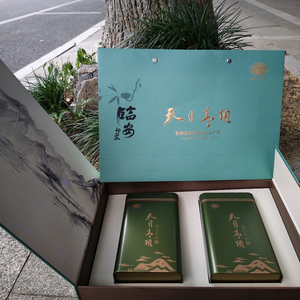 2026年新茶高山龙井茶叶明前绿茶春茶雪水云绿天目青顶2罐礼盒装