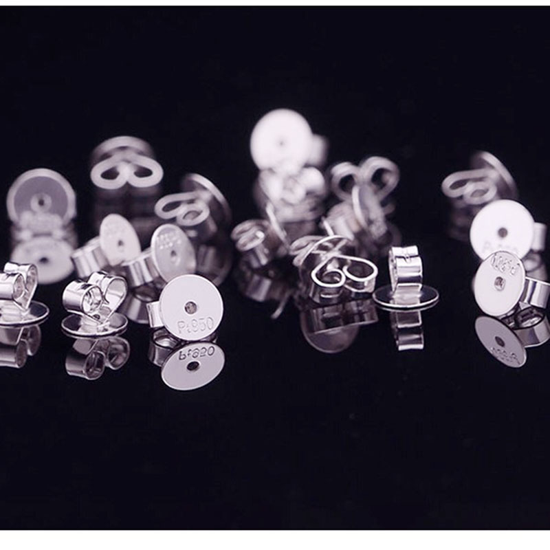 PT950平底耳迫耳堵平台耳塞厚金铂金950配件耳环耳夹耳逼白金耳饰