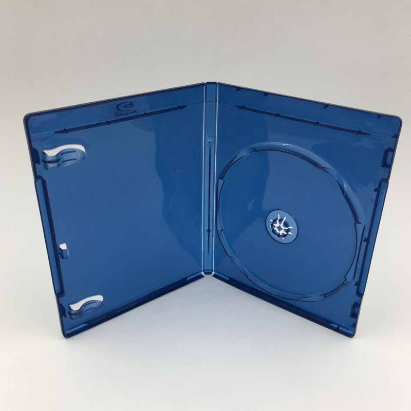 深蓝色蓝光盒单碟烫银LOGO光盘盒CDDVD盒高档塑料光盘盒可插封面