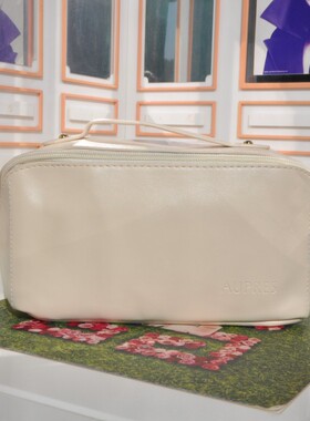 柜台赠品 欧珀莱白色PU化妆包 大容量洗漱包化妆品收纳包