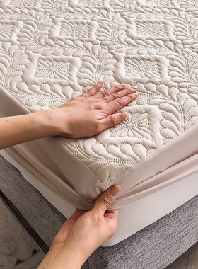 防水夹棉床笠纯色隔尿垫可机洗水洗床垫防滑保护套姨妈神器单双人