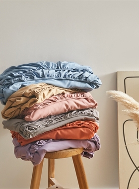 纯色全棉磨毛床笠纯棉加厚冬季保暖超柔白色灰色蓝色床罩黄色紫色