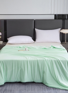 2025新款冰淇淋凉感丝夏被纯色1.5空调被2x2.3薄被子夏凉被芯浅色