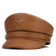 机车复古真皮帽子男士 平顶帽秋冬季 中老年人牛皮鸭舌帽英伦船长帽