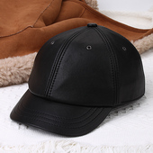 2025新款 时尚 小帽檐羊皮棒球帽男女潮流鸭舌帽显脸小百搭真皮帽子