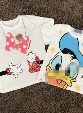 新品童装儿童T恤 蝴蝶结可爱卡通短袖上衣 宝宝纯棉T恤上衣90-140