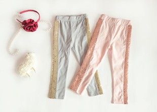 亮闪闪 INS爆款春季童装儿童打底裤亮片宝宝打底女童纯棉打底裤子