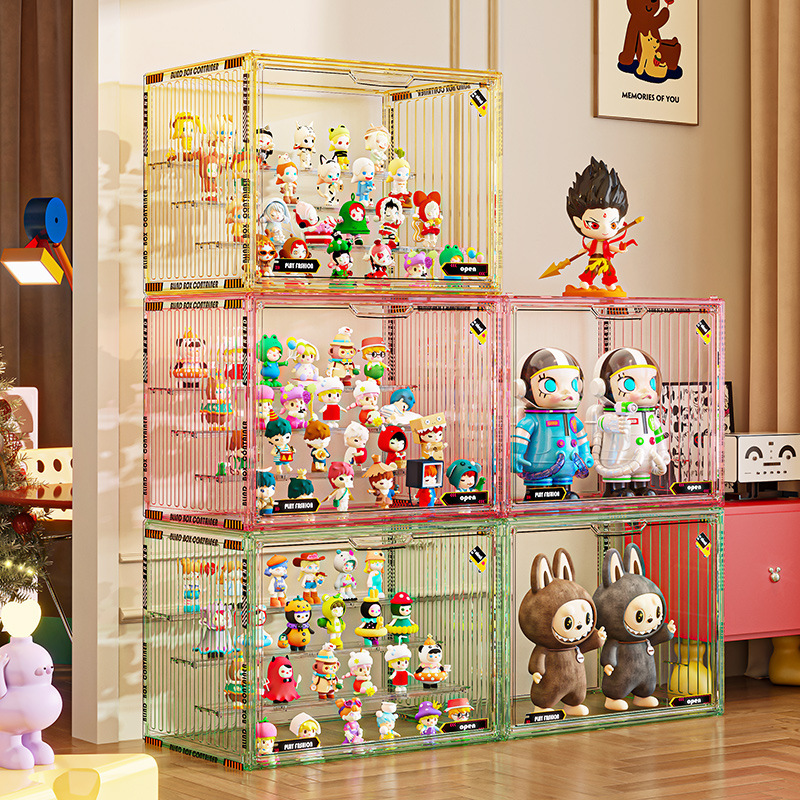 彩色盲盒收纳盒泡泡玛特透明亚克力积木摆件玩偶置物架手办展示柜