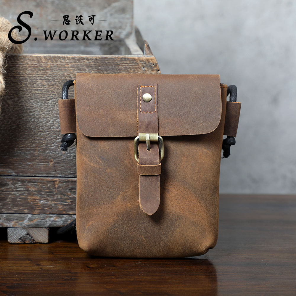 思沃可 头层牛皮简约手机包疯马皮日常百搭斜挎包复古小巧零钱包,箱包皮具/热销女包/男包,男士包袋,淘宝优惠券,粉丝福利购,淘宝优惠卷