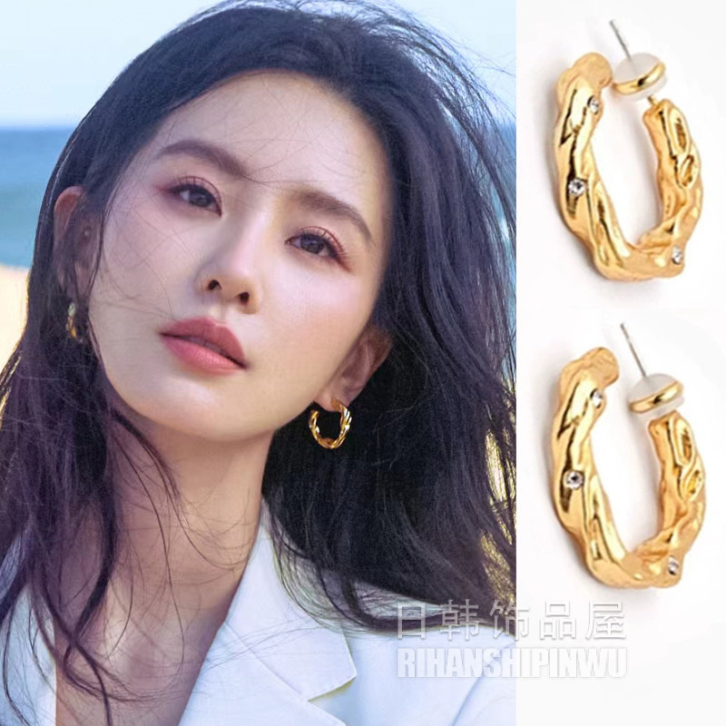 Одинаковые серьги Liu Shishi, серьги с закрученным кругом, темперамент, элитные серьги, нишевый дизайн, универсальные французские серьги Изображение 1