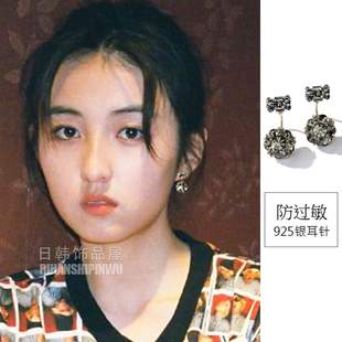 张子枫同款耳环韩国东大门个性百搭甜美向往的生活小巧潮蝴蝶结仙