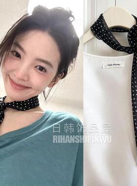 章若楠同款韩系ins波点丝巾薄款女搭配衬衫薄款护颈寄脖海边度假