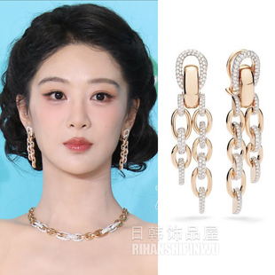 杨紫同款奢华耳环锆石长款高级气质礼服晚宴轻奢小众金色个性潮仙