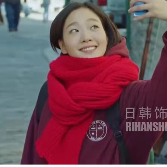 鬼怪大红色围巾毛线针织